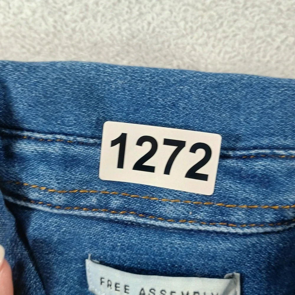 Free Assembly Womens Denim Snap Front Shirt Blue Large L 12-14 100% Cotton